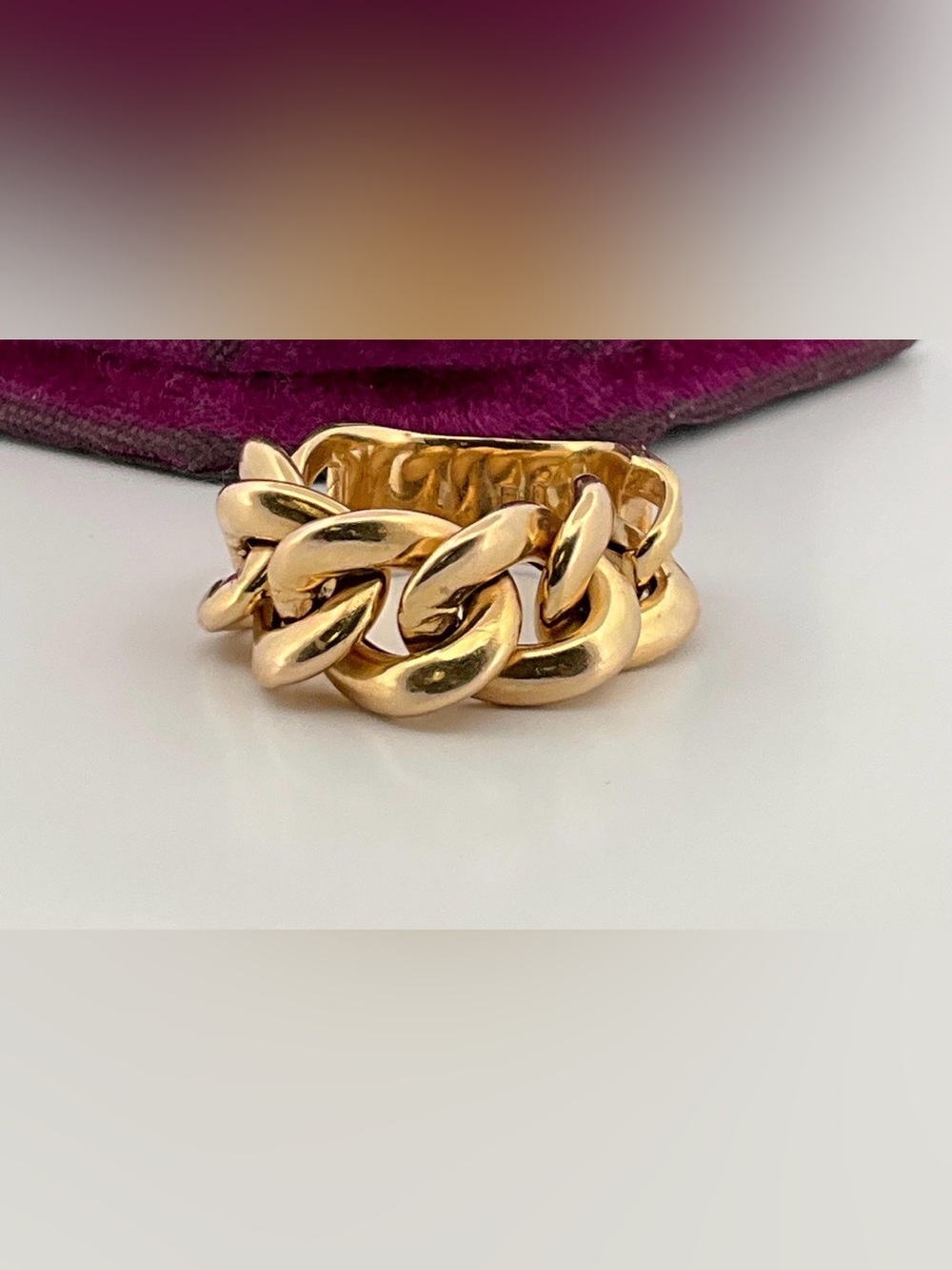 Vintage 14K Yellow Gold Flexible Curb Link Ring